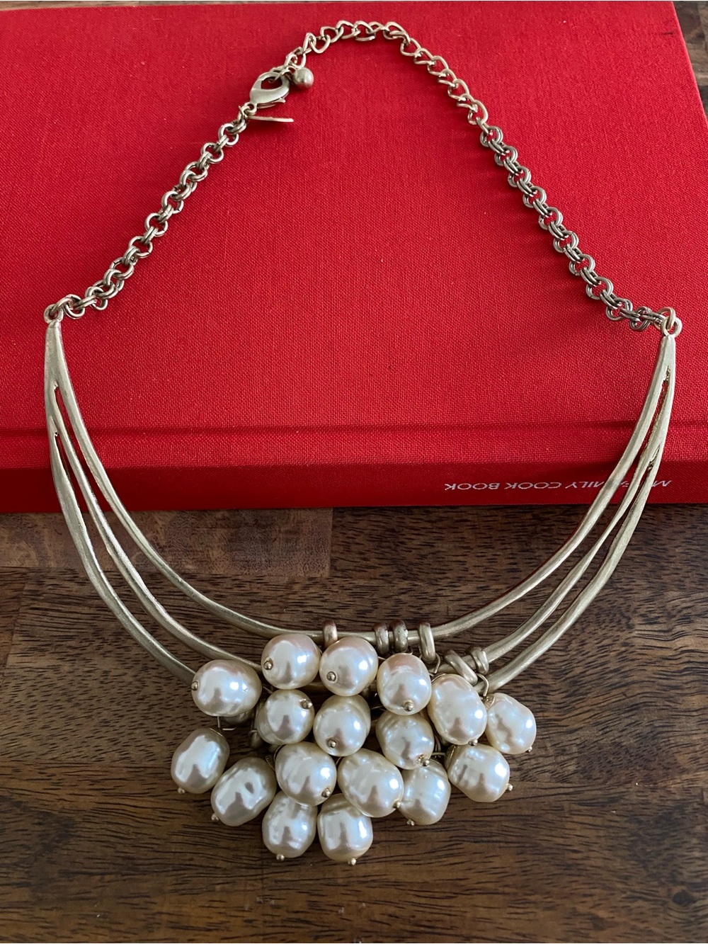 Chico's Gold-Tone Clustered Pearl Collar Necklace
